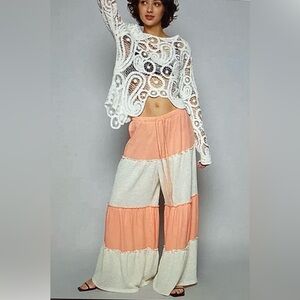 *SALE* POL Peach and Cream Wide-Leg Pants